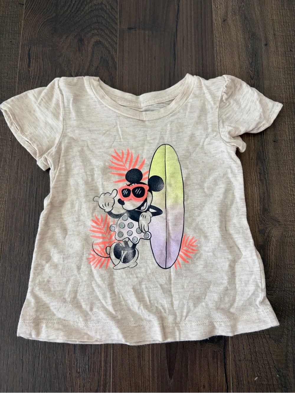 GAP Girls Minnie Surf Tee - Cream with Pink & Pastel Yellow-Purple